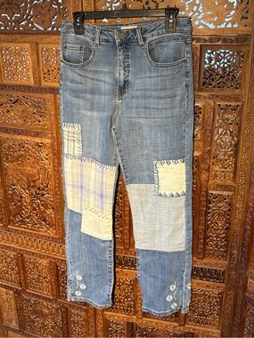 Tru Luxe Jeans women’s Light Blue Patchwork Straight Jeans
